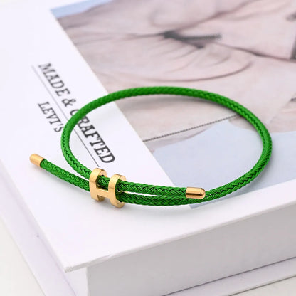 Casual Modern Style Simple Style Letter Colorful Solid Color 18K Gold Plated Stainless Steel Wholesale Wristband