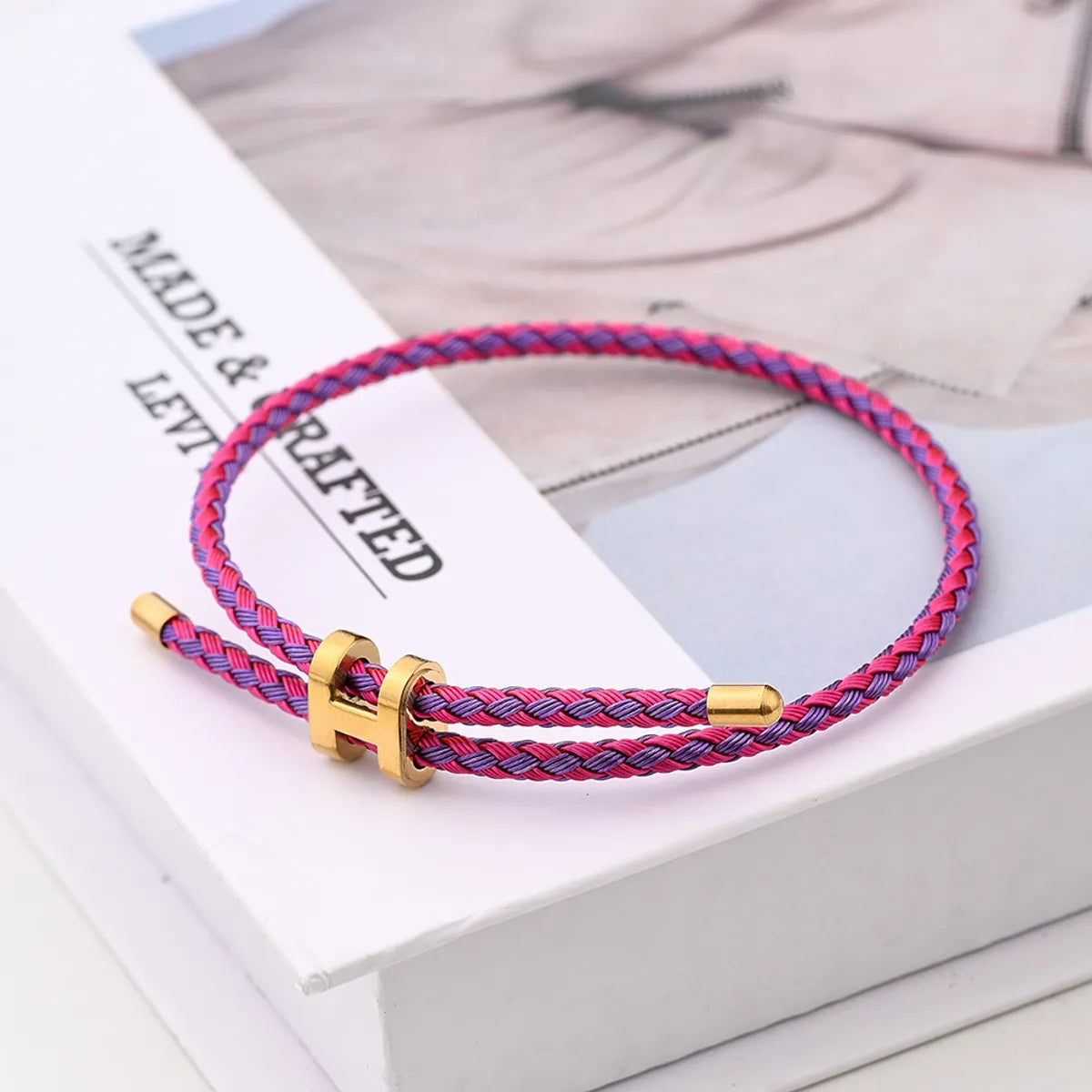 Casual Modern Style Simple Style Letter Colorful Solid Color 18K Gold Plated Stainless Steel Wholesale Wristband