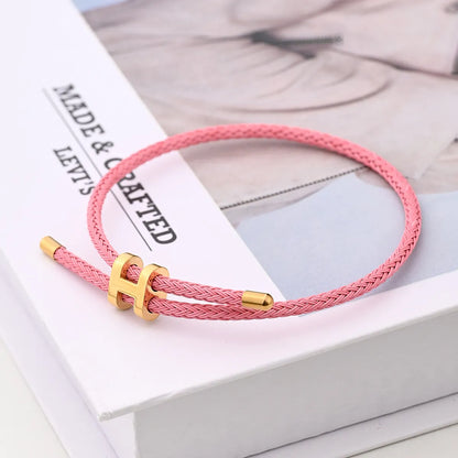 Casual Modern Style Simple Style Letter Colorful Solid Color 18K Gold Plated Stainless Steel Wholesale Wristband