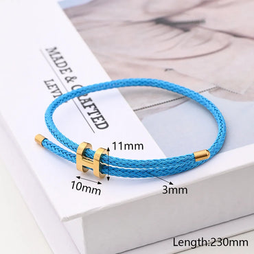 Casual Modern Style Simple Style Letter Colorful Solid Color 18K Gold Plated Stainless Steel Wholesale Wristband