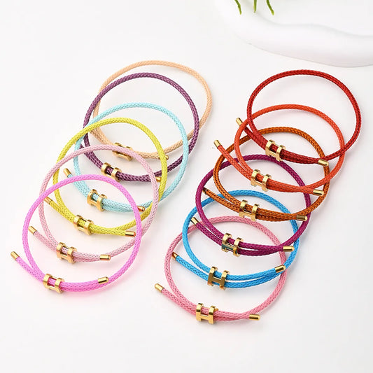 Casual Modern Style Simple Style Letter Colorful Solid Color 18K Gold Plated Stainless Steel Wholesale Wristband