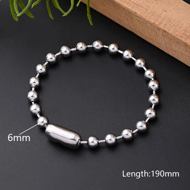 Casual Modern Style Simple Style Round Beads Simple Solid Color 304 Stainless Steel Bracelets In Bulk