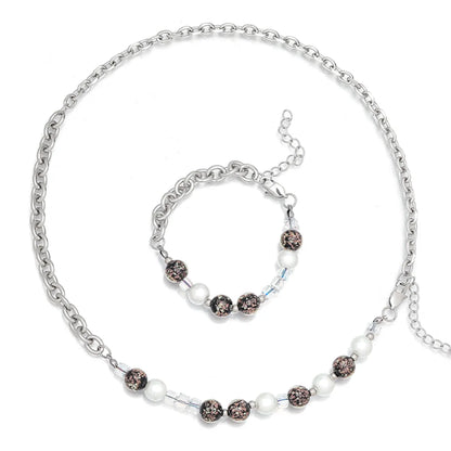 Casual Modern Style Simple Style Round Stainless Steel Beaded Luminous Bracelets Necklace