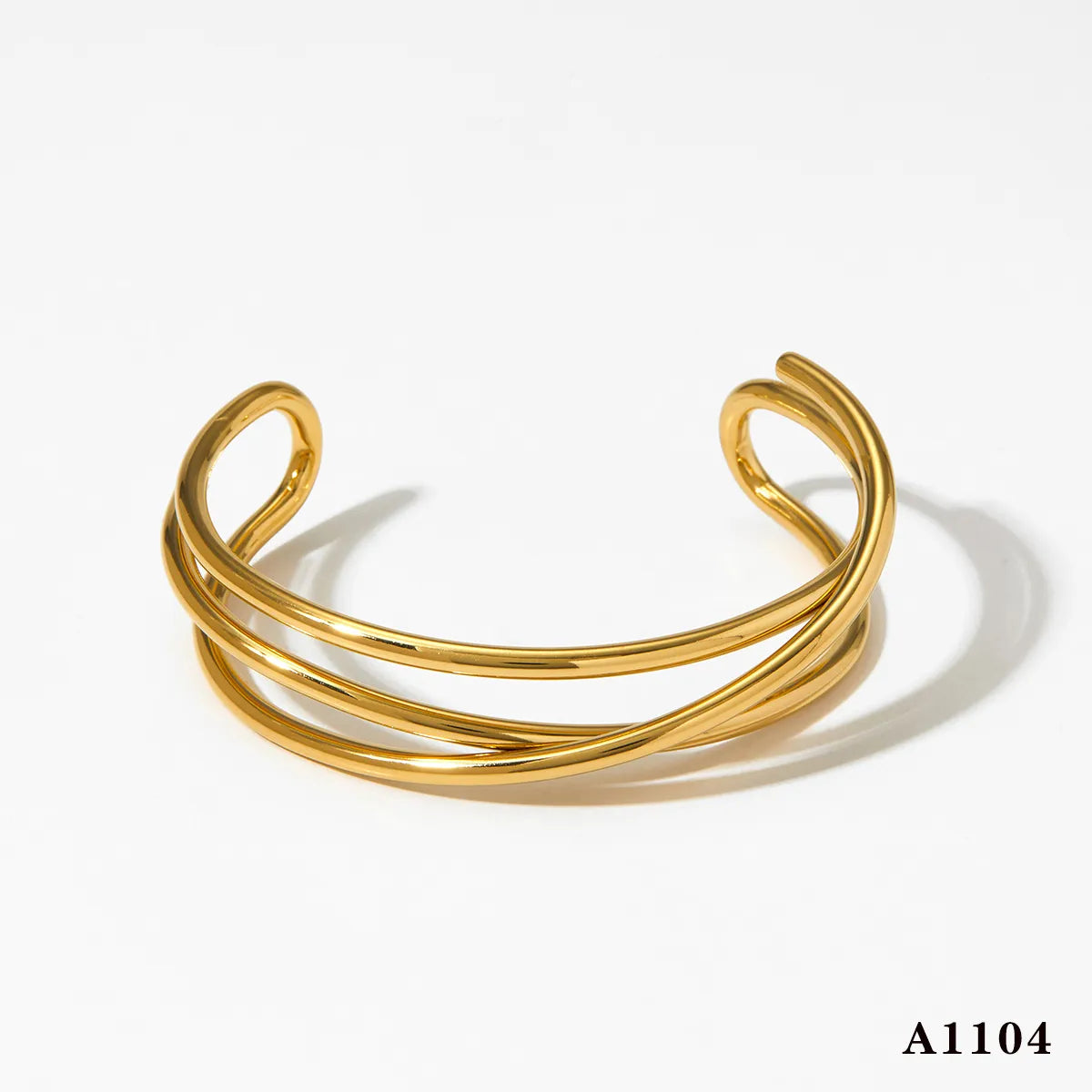 Casual Modern Style Solid Color 304 Stainless Steel 16K Gold Plated White Gold Plated Gold Plated Bangle In Bulk