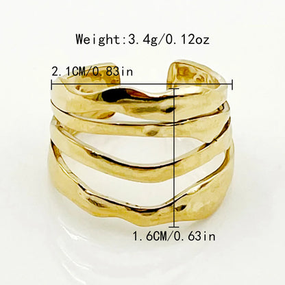 Casual Modern Style Solid Color Stainless Steel Metal Layered Plating Hollow Out Gold Plated Rings