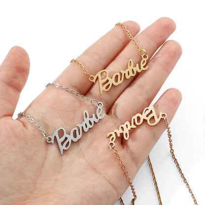 Casual Modern Style Sweet Letter  Stainless Steel Plating Pendant Necklace