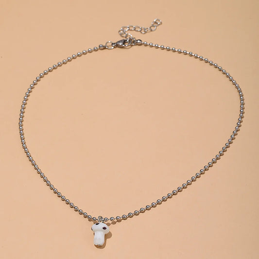 Casual Mushroom Alloy Beaded Necklace 1 Piece