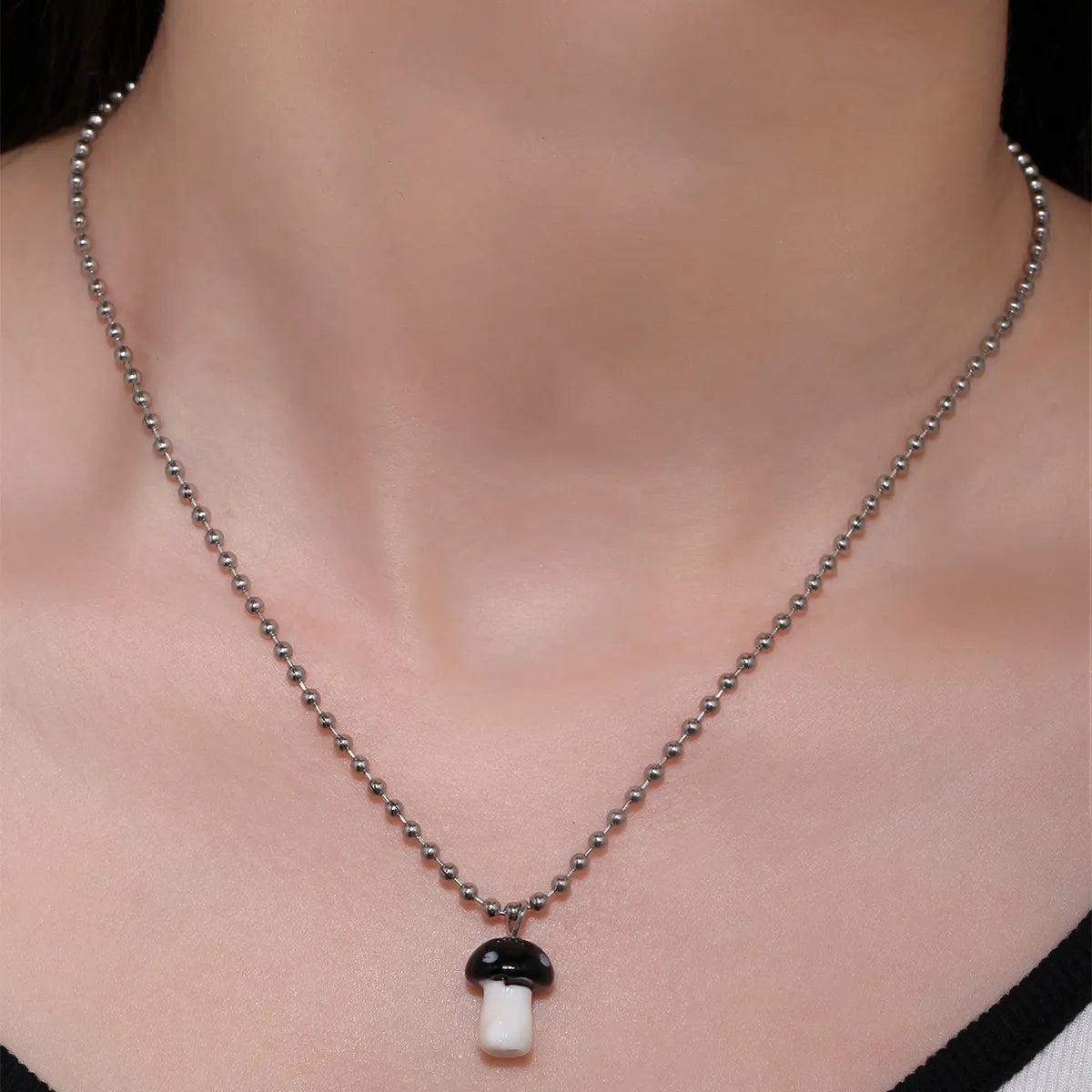 Casual Mushroom Alloy Beaded Necklace 1 Piece