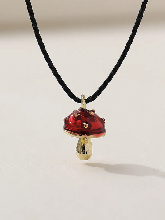 Casual Mushroom Alloy Enamel Three-dimensional Women's Pendant Necklace