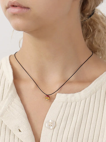 Casual Mushroom Alloy Enamel Three-dimensional Women's Pendant Necklace