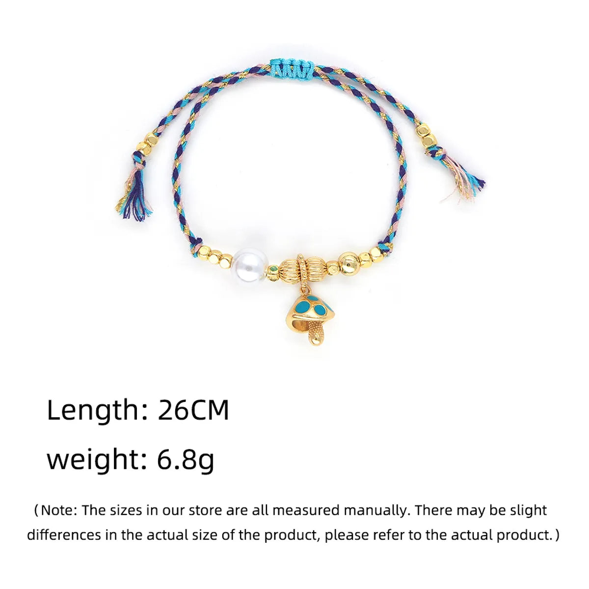 Casual Mushroom Polyester Copper Knitting 18K Gold Plated Women'S Drawstring Bracelets