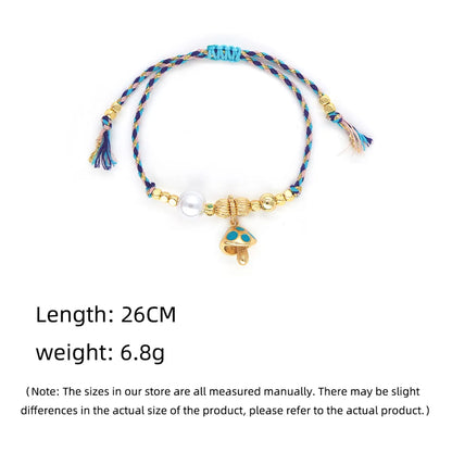 Casual Mushroom Polyester Copper Knitting 18K Gold Plated Women'S Drawstring Bracelets