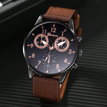 Casual Number Buckle Quartz Men'S Watches