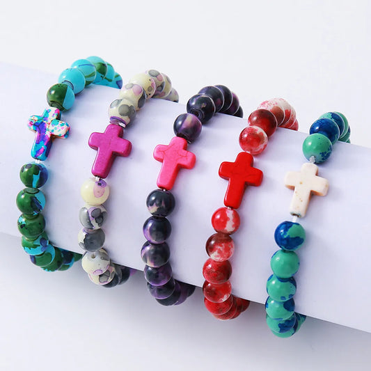 Casual Original Design Retro Cross Artificial Crystal Wholesale Bracelets