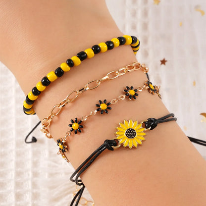 Casual Pastoral Flower Alloy Star Enamel Women'S Bracelets Anklet