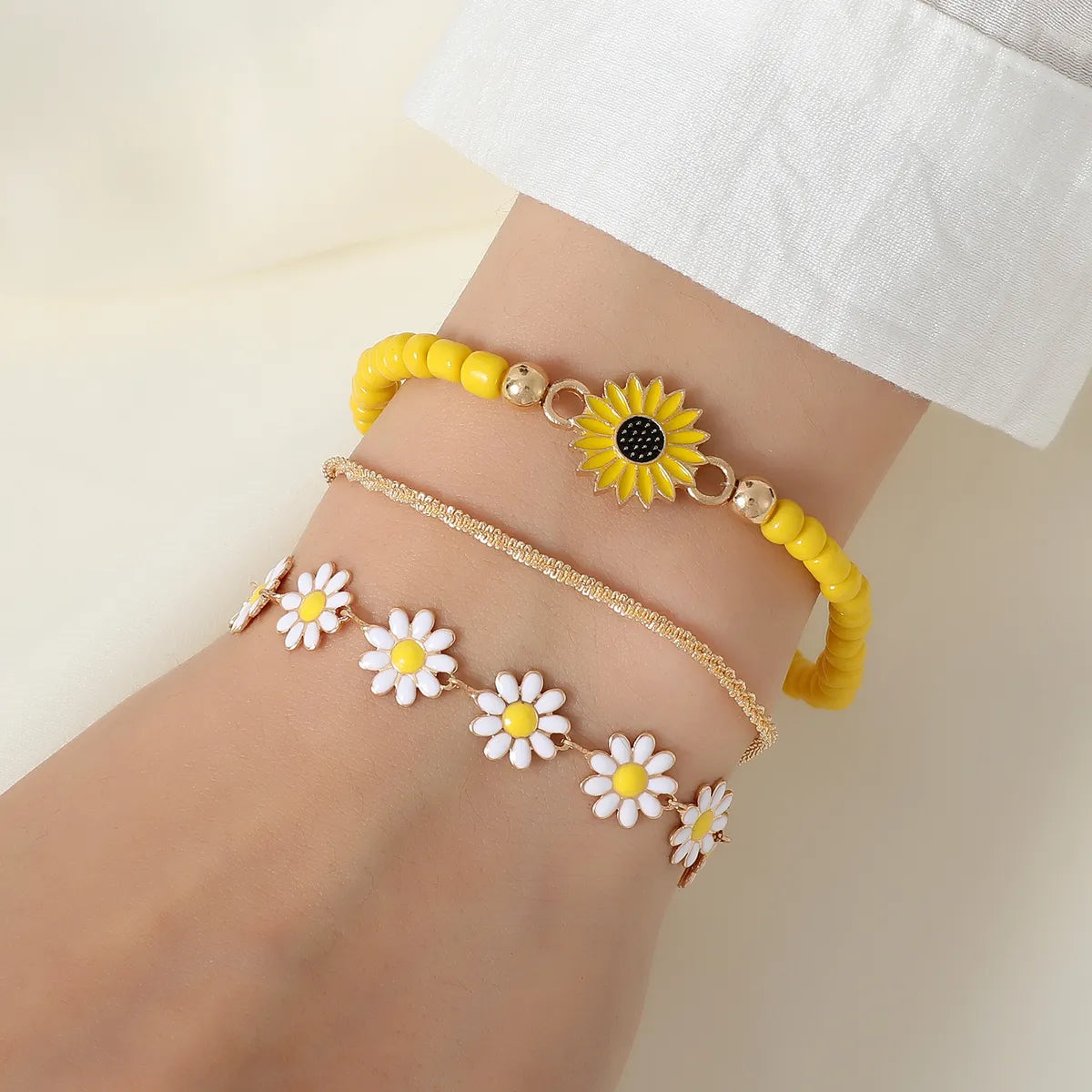 Casual Pastoral Flower Alloy Star Enamel Women'S Bracelets Anklet