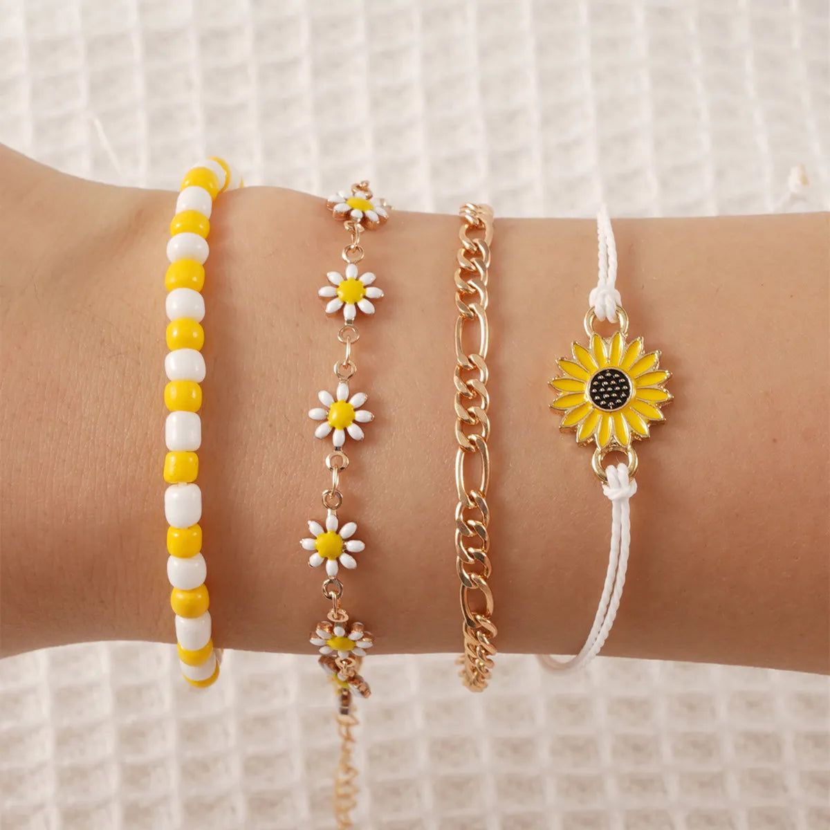 Casual Pastoral Flower Alloy Star Enamel Women'S Bracelets Anklet