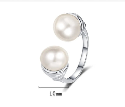 Casual Pearl Sterling Silver Plating Inlay Shell White Gold Plated Open Rings