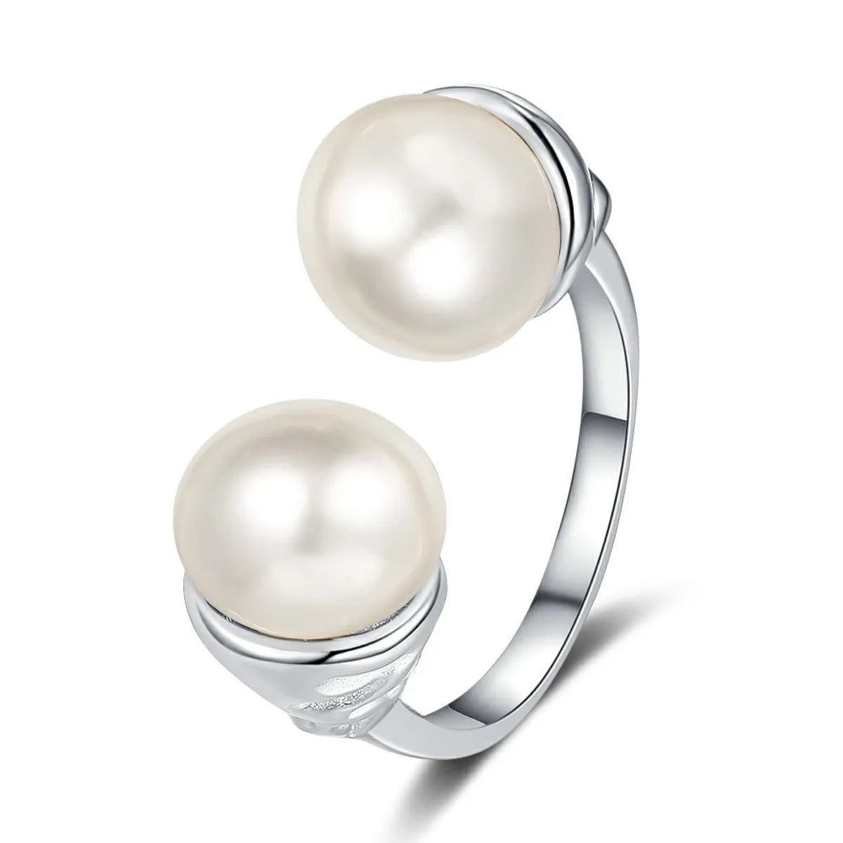 Casual Pearl Sterling Silver Plating Inlay Shell White Gold Plated Open Rings