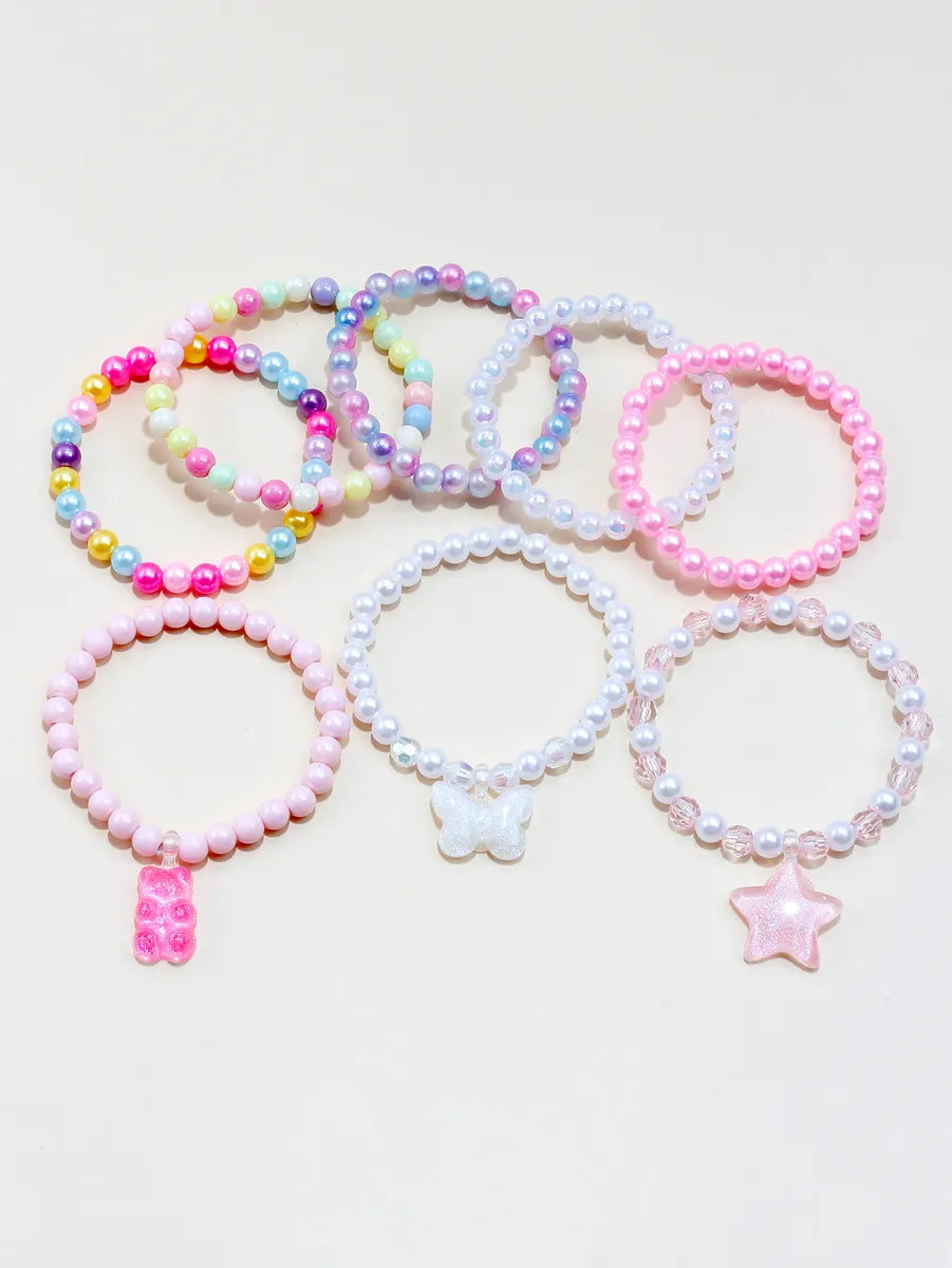 Casual Princess Cute Pentagram Heart Shape Butterfly Arylic Resin Beaded Girl'S Bracelets