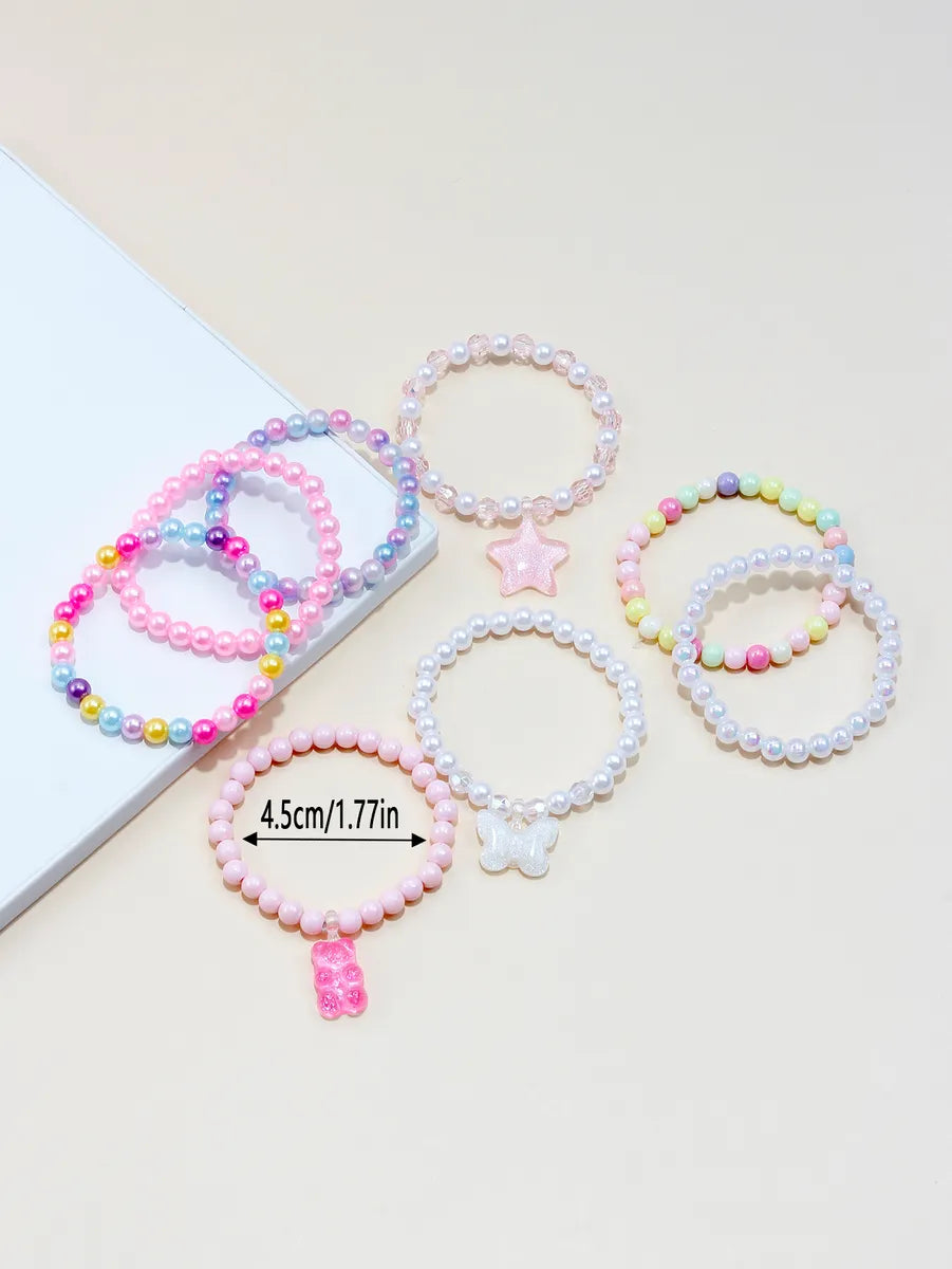 Casual Princess Cute Pentagram Heart Shape Butterfly Arylic Resin Beaded Girl'S Bracelets