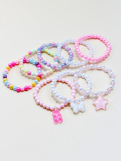 Casual Princess Cute Pentagram Heart Shape Butterfly Arylic Resin Beaded Girl'S Bracelets