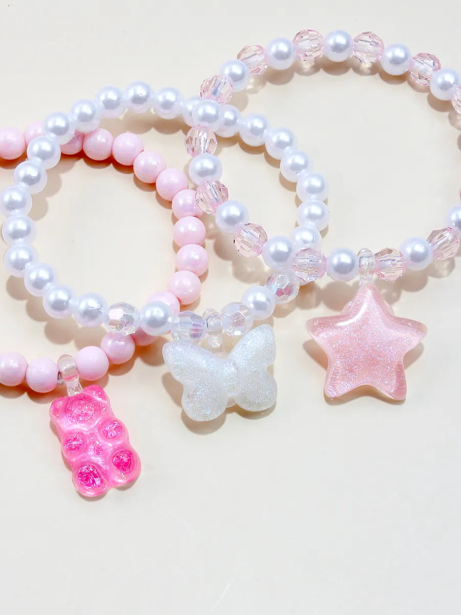 Casual Princess Cute Pentagram Heart Shape Butterfly Arylic Resin Beaded Girl'S Bracelets