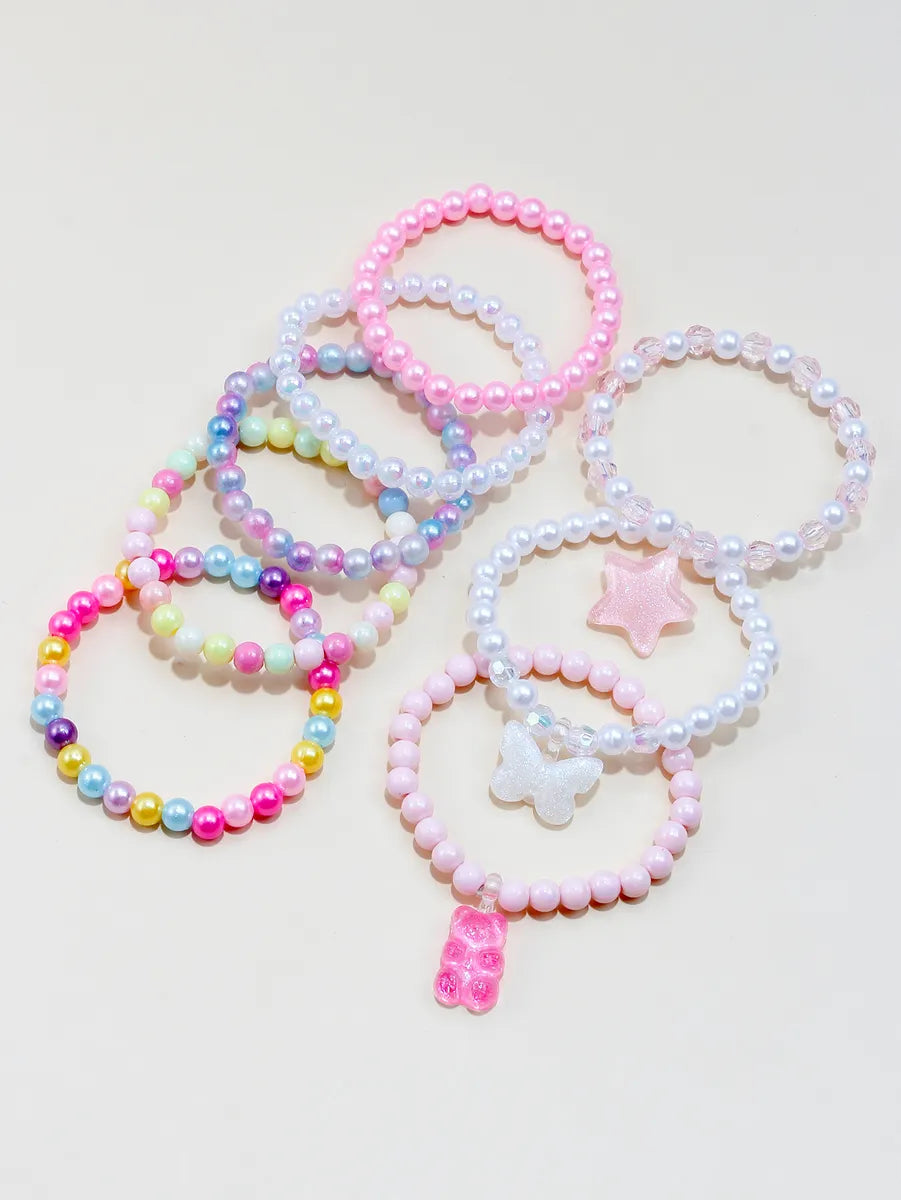 Casual Princess Cute Pentagram Heart Shape Butterfly Arylic Resin Beaded Girl'S Bracelets