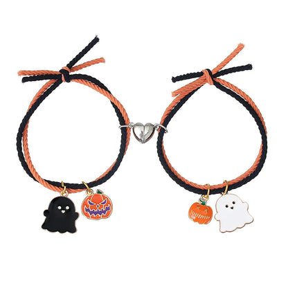 Casual Pumpkin Ghost Stainless Steel Elastic String Handmade Halloween Women'S Bracelets