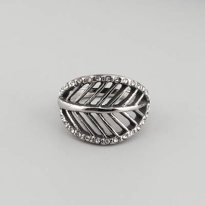 Casual Punk Leaf Titanium Steel Plating Unisex Rings