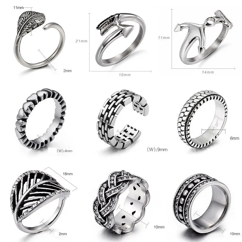 Casual Punk Leaf Titanium Steel Plating Unisex Rings