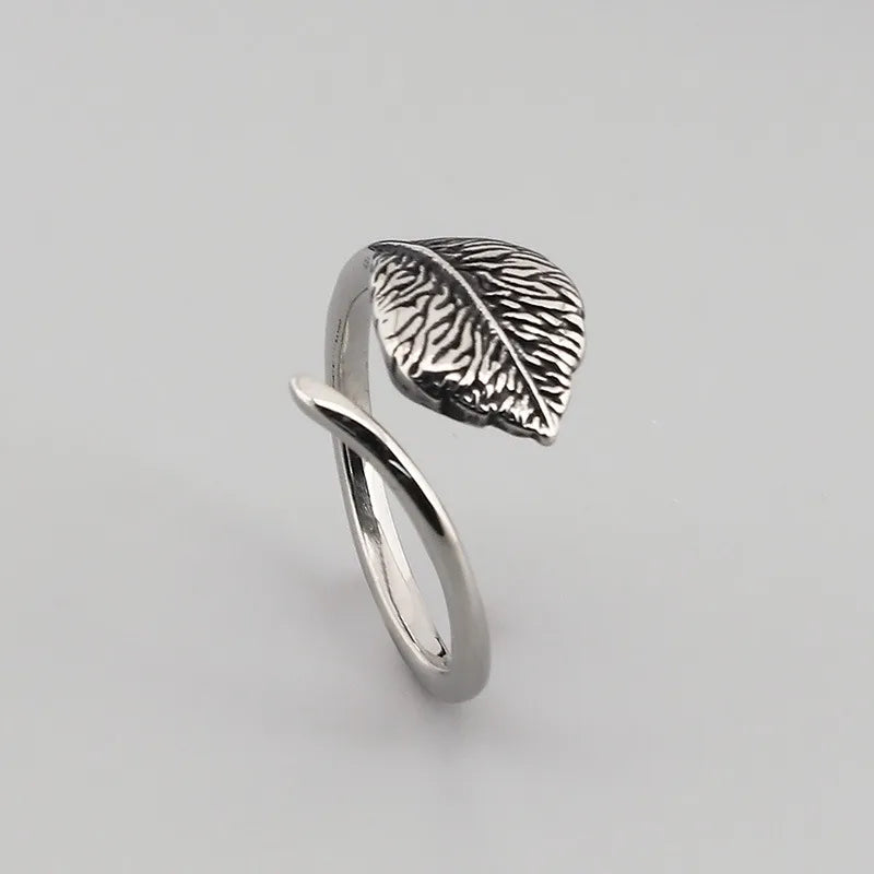 Casual Punk Leaf Titanium Steel Plating Unisex Rings