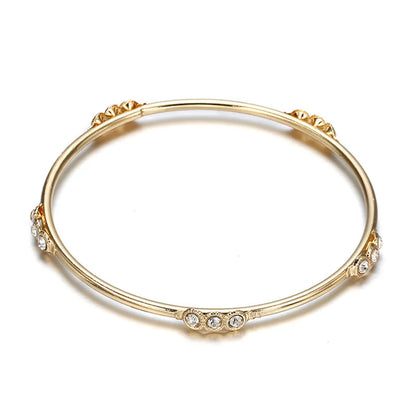 Casual Punk Solid Color Rhinestones Alloy Wholesale Bangle