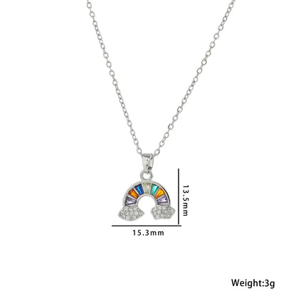 Wholesale Jewelry Casual Rainbow Titanium Steel Zircon Plating Inlay Pendant Necklace