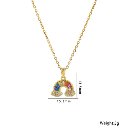 Wholesale Jewelry Casual Rainbow Titanium Steel Zircon Plating Inlay Pendant Necklace