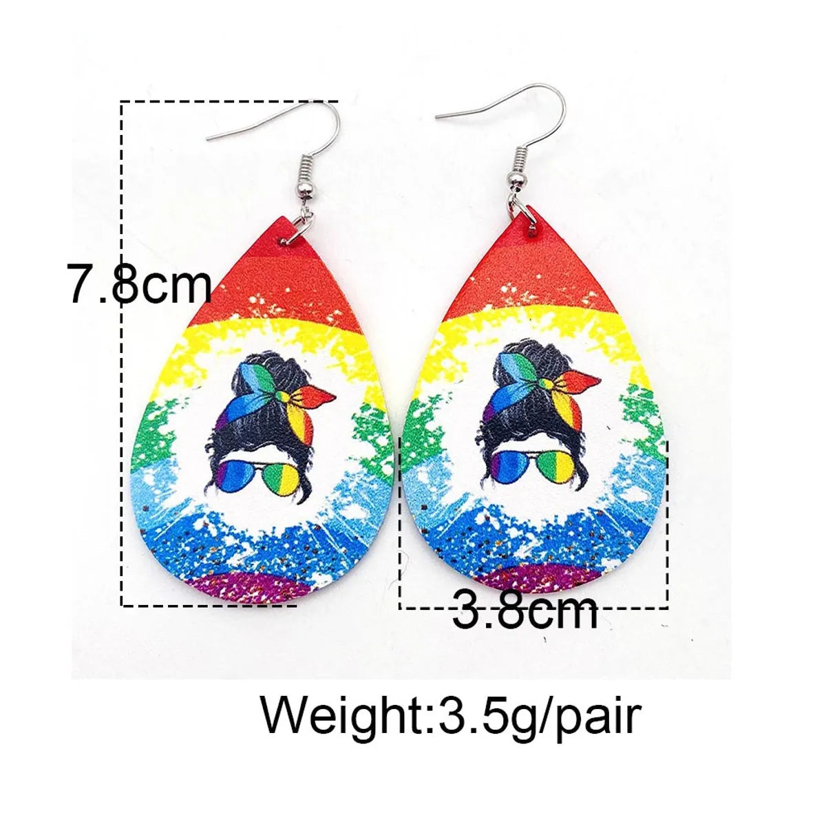 Casual Rainbow Water Droplets Heart Shape Wood Women's Drop Earrings