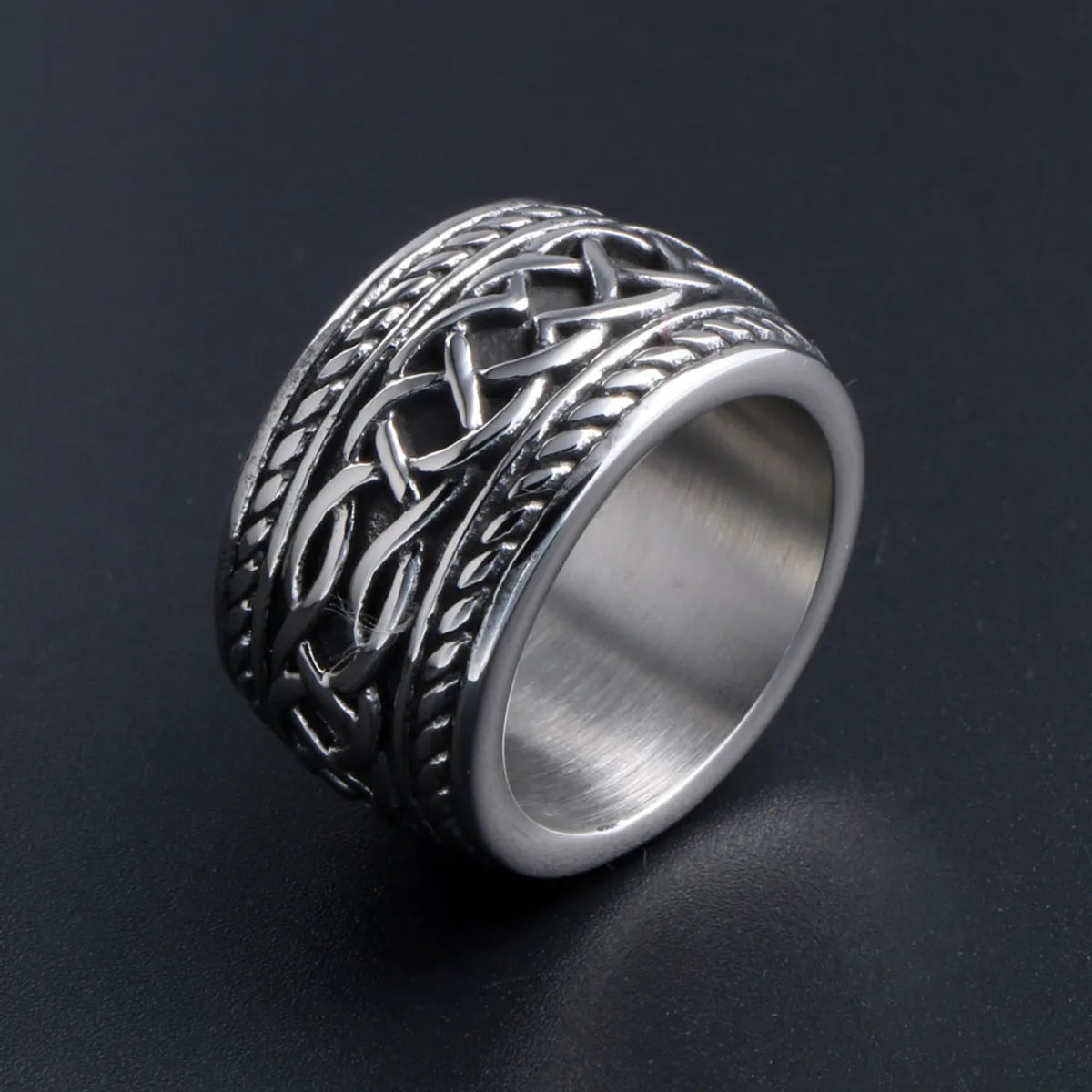 Casual Retro Chains Print 304 Stainless Steel Men'S Rings