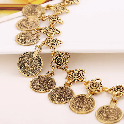 Casual Retro Coin Alloy Tassel Plating Women's Bracelets