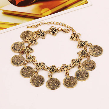 Casual Retro Coin Alloy Tassel Plating Women's Bracelets