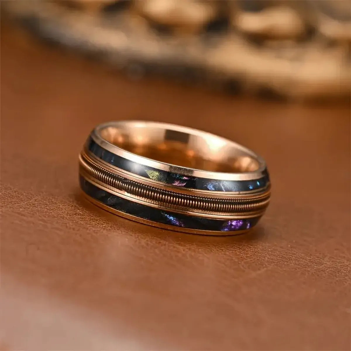 Casual Retro Color Block 304 Stainless Steel Enamel Men'S Rings