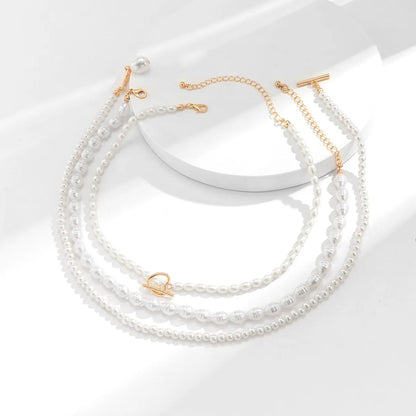 Casual Retro Commute Irregular Round Heart Shape Artificial Pearl Alloy Women's Bracelets Necklace