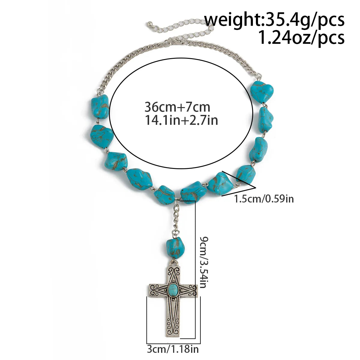 Casual Retro Cross Turquoise Alloy Wholesale Pendant Necklace