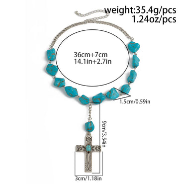 Casual Retro Cross Turquoise Alloy Wholesale Pendant Necklace