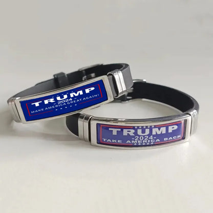 Casual Retro Donald Trump Letter 304 Stainless Steel Silica Gel Epoxy Unisex Bracelets