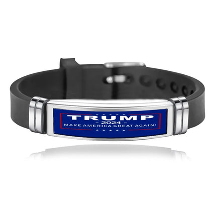 Casual Retro Donald Trump Letter 304 Stainless Steel Silica Gel Epoxy Unisex Bracelets