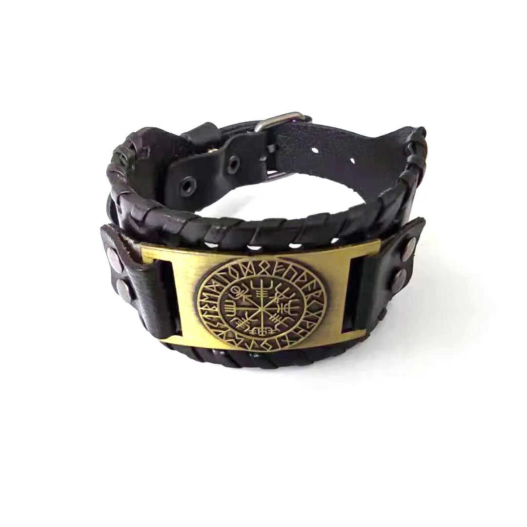 Casual Retro Geometric Alloy Cowhide Knitting Unisex Wristband