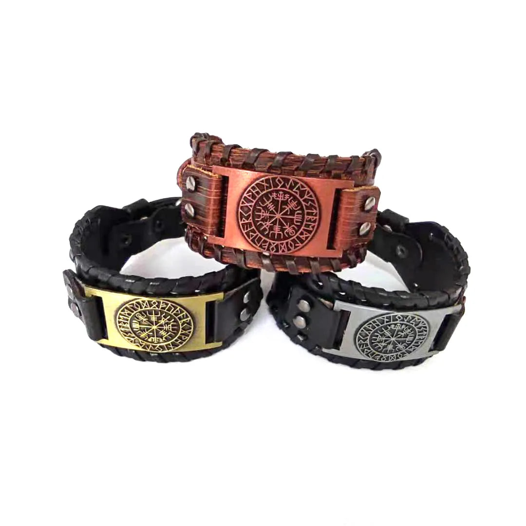 Casual Retro Geometric Alloy Cowhide Knitting Unisex Wristband