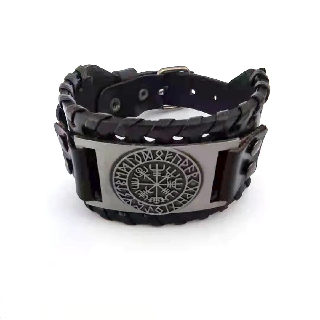 Casual Retro Geometric Alloy Cowhide Knitting Unisex Wristband