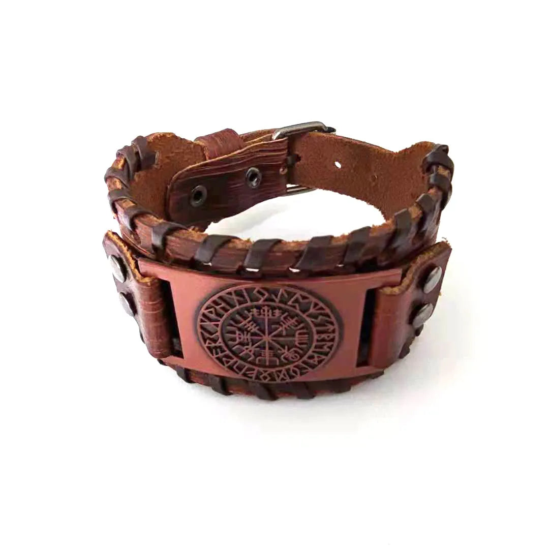 Casual Retro Geometric Alloy Cowhide Knitting Unisex Wristband