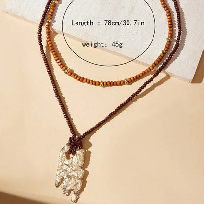 Casual Retro Geometric Beaded Alloy Women's Double Layer Necklaces